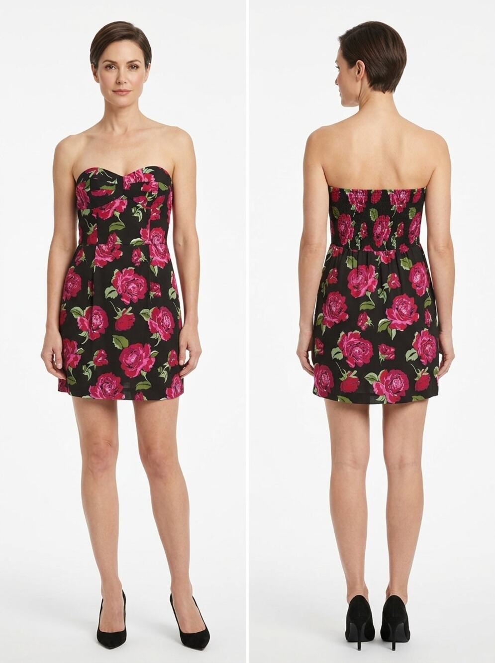 BCBGeneration Floral Strapless Sweetheart Mini Dress Women Size S